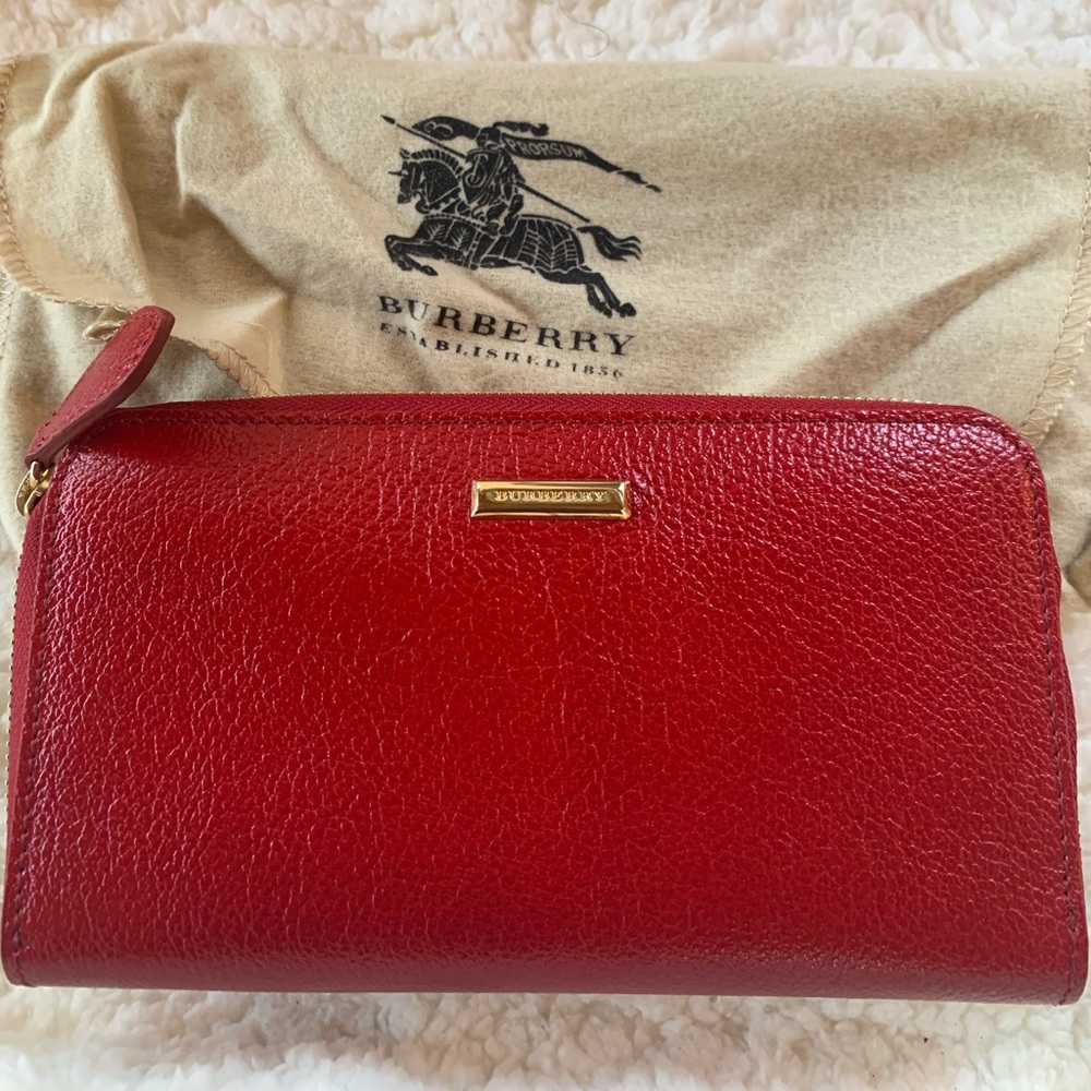 NWT Burberry Red Leather Wallet